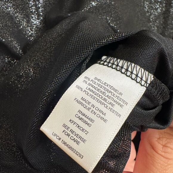 Tinsel Town Black Iridescent Shimmer Mock Neck Metallic Sheer Long Sleeve Top XL - Picture 6 of 6